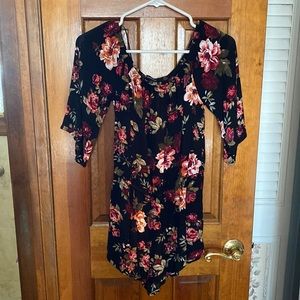Black floral romper